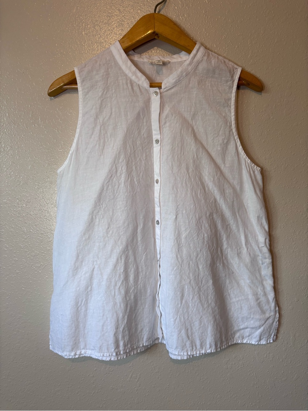 Eileen Fisher handkerchief linen sleeveless shirt